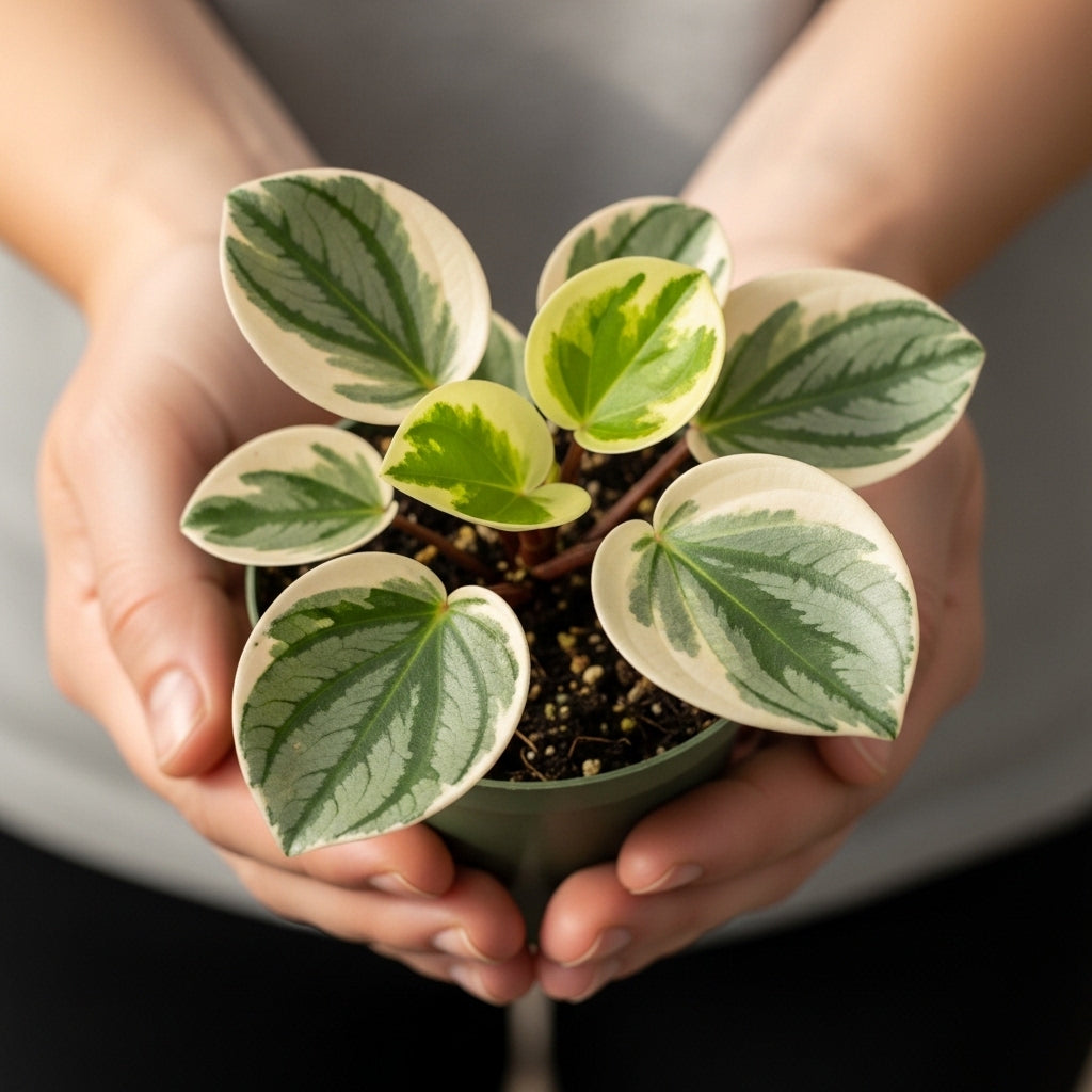 Peperomia Obtusifolia Variegated Live Plant | Baby Rubber Plant in 4'' Inch Pot | Easy-Care Peperomia Live Indoor Houseplant | Attractive Variegated Rubber Plant for Home & Office Décor