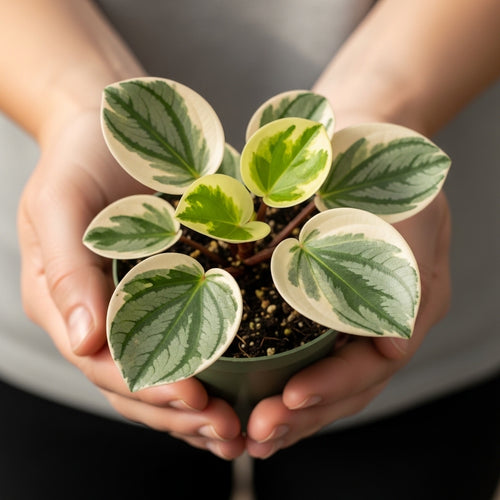 Peperomia Obtusifolia Variegated Live Plant | Baby Rubber Plant in 4'' Inch Pot | Easy-Care Peperomia Live Indoor Houseplant | Attractive Variegated Rubber Plant for Home & Office Décor