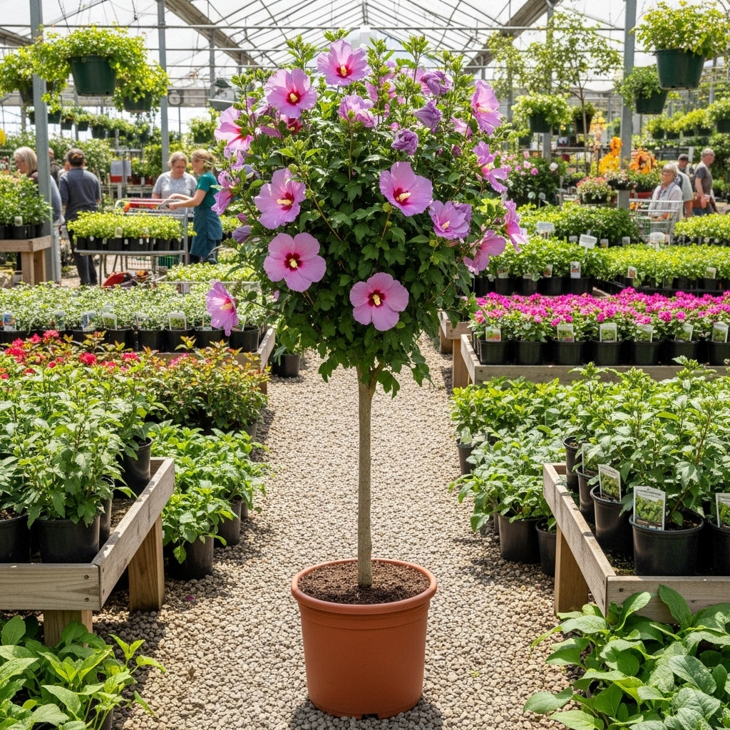 Purple Althea Live Plants - Rose of Sharon | 10-12 Inch Tall Flowering Trees in Gallon Pot | Hardy Hibiscus Shrubs for Outdoor Planting, Landscaping & Garden Beds