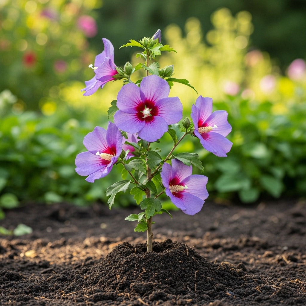 Purple Althea Live Plants - Rose of Sharon | 10-12 Inch Tall Flowering Trees in Gallon Pot | Hardy Hibiscus Shrubs for Outdoor Planting, Landscaping & Garden Beds