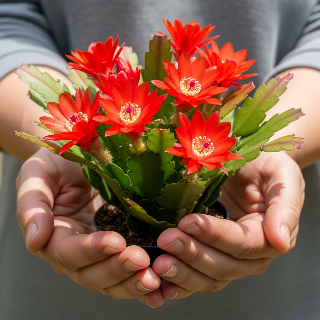 Red Easter Cactus Live Plants | Houseplant Succulent Cactus Flower Plant 3 Inch Tall | Blooming Holiday Cactus | Easy Care Easter Cactus Plants Live for Indoor Home Décor