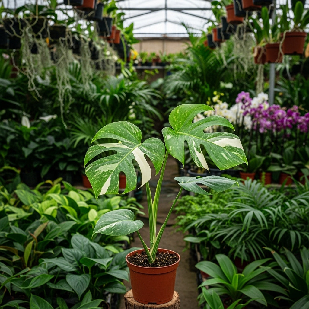 Thai Constellation Monstera Live Plant 4 Inch Tall | Variegated Monstera Plant Live with Creamy White Speckles for Indoor Home Décor