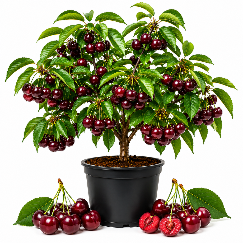 Cherry Tree – Stella Cherry, 2-3 Ft Tall in 3 Gal Container, Cold-Hardy Edible Fruit Tree for Large Pots and Landscapes (No Ship to CA, HI, AK)