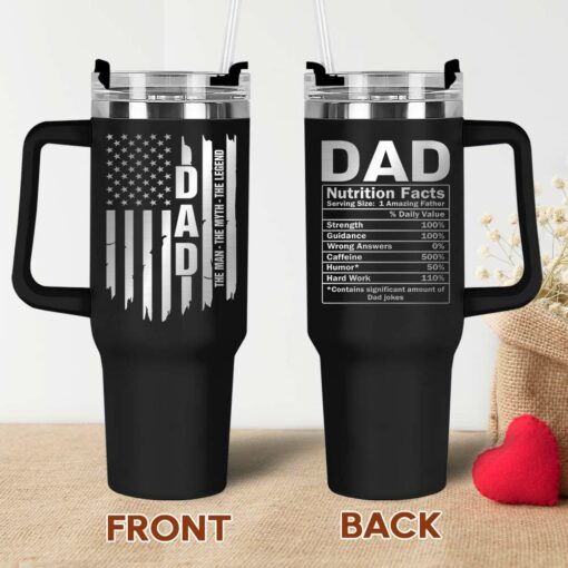 Gingerglowgifts Dad Nutrition Facts, Father's Day Gift For Dad, The Man The Myth The Legend Dad Engraved Tumbler 40oz MLN2833TNB