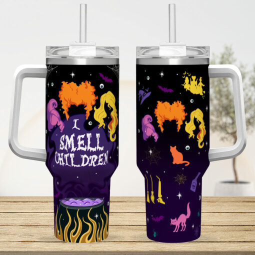 Gingerglowgifts Three Witches Halloween, I Smell Children Black Tumbler 40oz MLN1778TTH