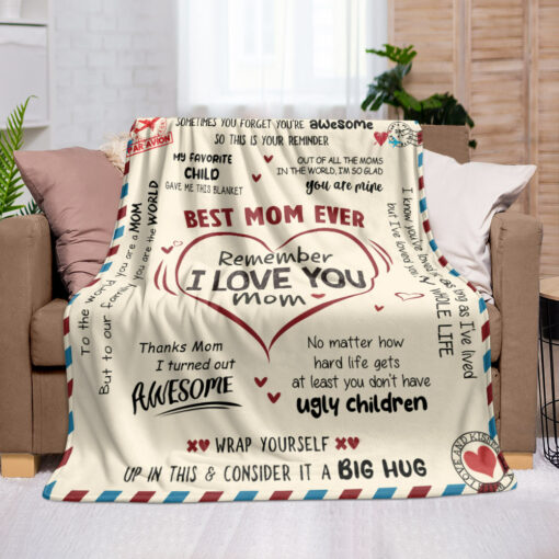 Gingerglowgifts Gifts for Mom, Remember I Love You Mom Letter Fleece Blanket