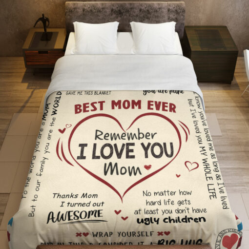 Gingerglowgifts Gifts for Mom, Remember I Love You Mom Letter Fleece Blanket