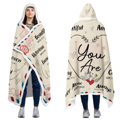 Gingerglowgifts You Are Beautiful, Bible Verse Hooded Blanket TPT1492NTH