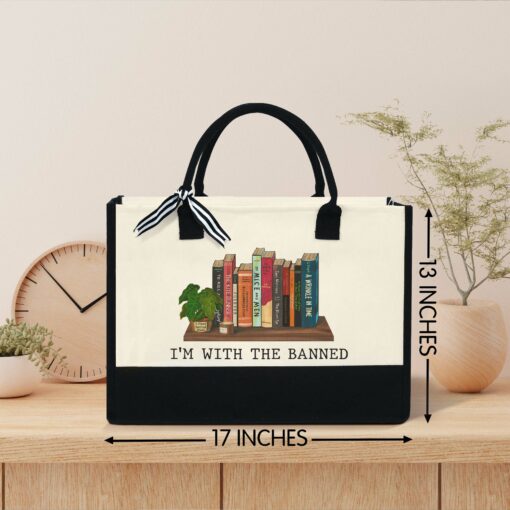 Gingerglowgifts I'm With The Banned Books, Love Reading Books Tote Bag TP1702TTH