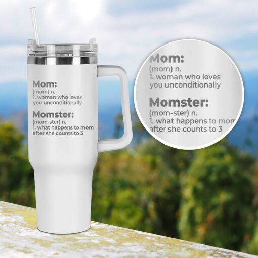 Gingerglowgifts Funny Gift For Mom Mom and Momster Definition Engraved Tumbler 40oz TQN2789LTH