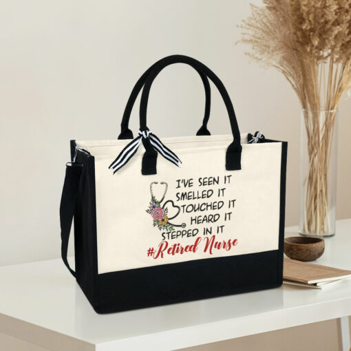 Gingerglowgifts Retired Nurse, Gift for Nurse Day, Nurse Retirement Canvas Tote Bag MLN1694NTH