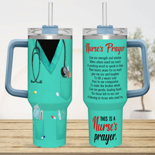 Gingerglowgifts Nurse's Prayer Give Me Strength And Wisdom Tumbler 40oz, Gift For Nurse MLN2812TNB