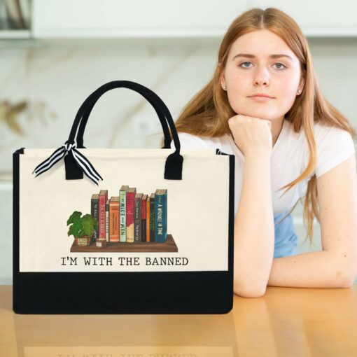 Gingerglowgifts I'm With The Banned Books, Love Reading Books Tote Bag TP1702TTH