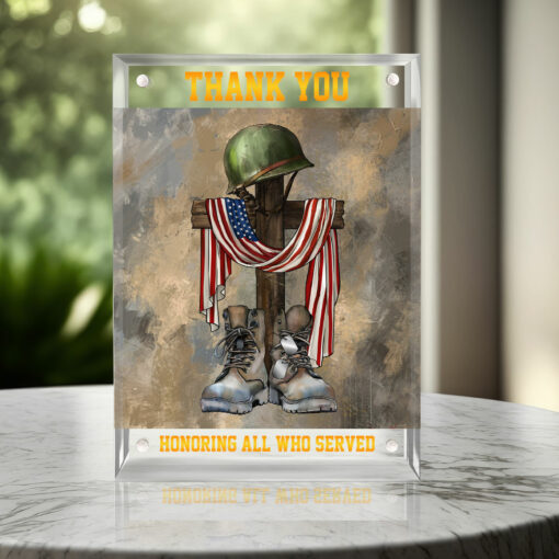 Gingerglowgifts Thank You Veterans, Honoring All Who Served Memorial Acrylic Magnetic Frame TPT1708PS