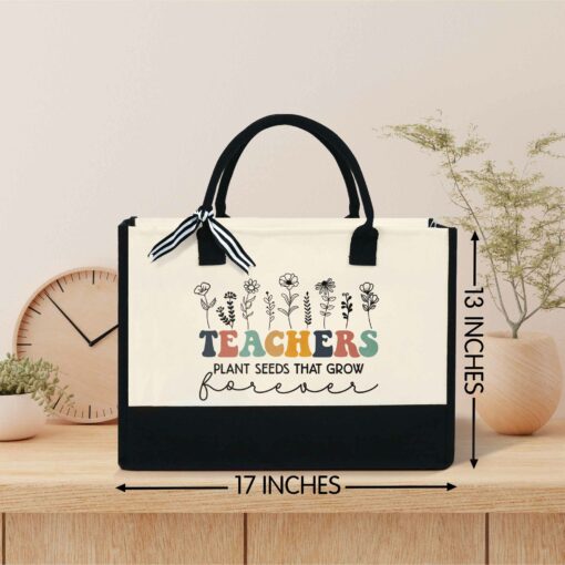 Gingerglowgifts Teachers Plant Seeds That Grow Forever, Teacher Tote Bag TPT1529TNB