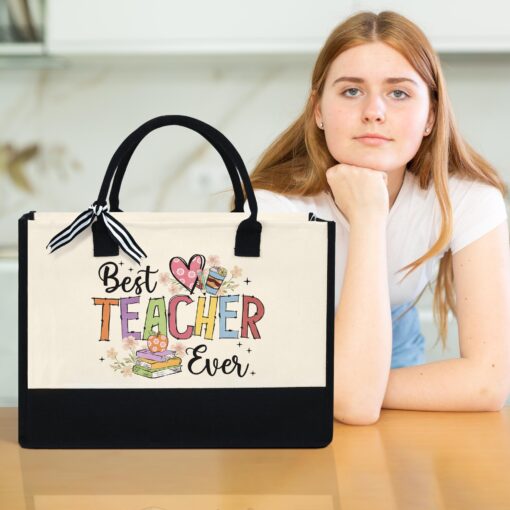 Gingerglowgifts Best Teacher Ever, Teacher Tote Bag TPT1695NTH