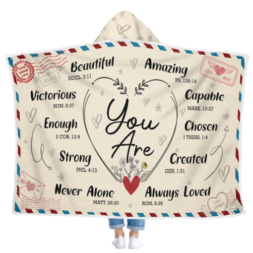 Gingerglowgifts You Are Beautiful, Bible Verse Hooded Blanket TPT1492NTH