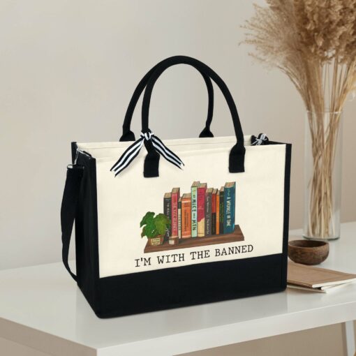 Gingerglowgifts I'm With The Banned Books, Love Reading Books Tote Bag TP1702TTH