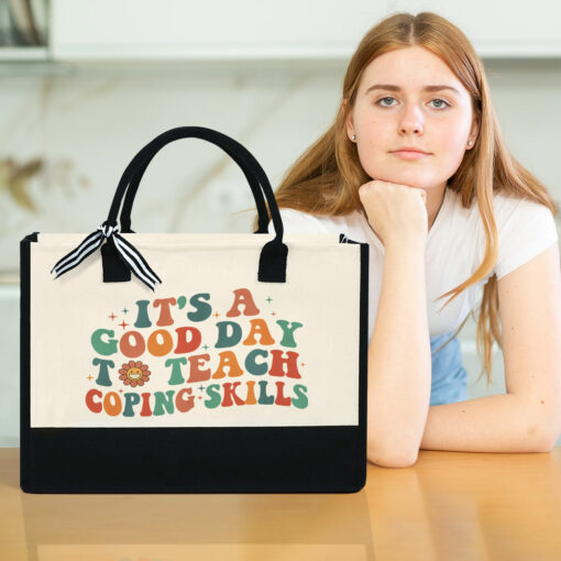 Gingerglowgifts It's a Good Day To Teach Coping Skill, School Counselor Tote Bag, Gift For Teacher MLN1354PTL