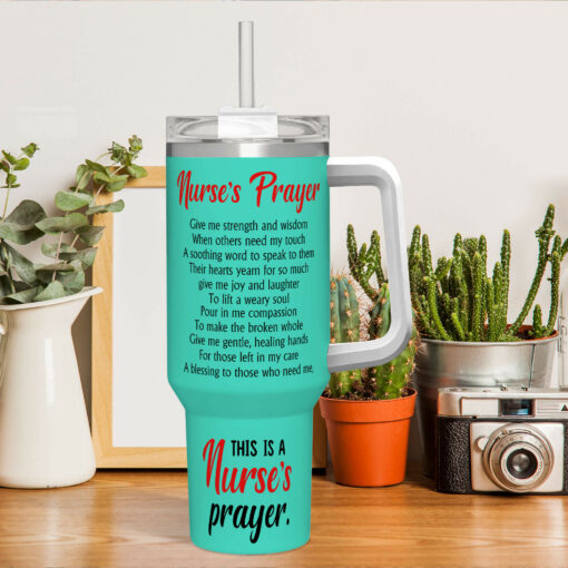 Gingerglowgifts Nurse's Prayer Give Me Strength And Wisdom Tumbler 40oz, Gift For Nurse MLN2812TNB