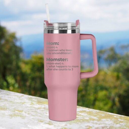 Gingerglowgifts Funny Gift For Mom Mom and Momster Definition Engraved Tumbler 40oz TQN2789LTH