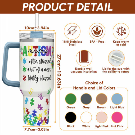 Gingerglowgifts Autism Mama Often Stressed A Bit Of A Mess Tumbler 40oz TQN2804TDH