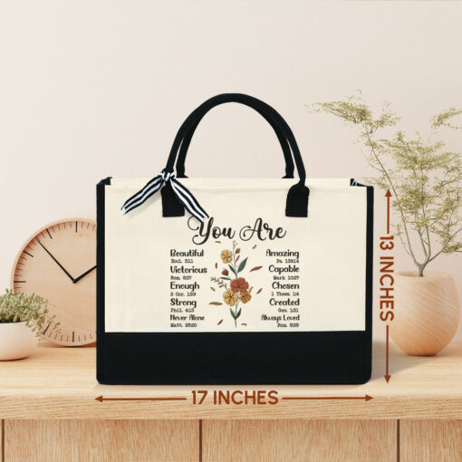 Gingerglowgifts GingerGlow Canvas Tote Bag You Are Bible Verse, Religious Gifts, Inspiration Bible Tote Bag MLN1741LTH