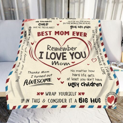 Gingerglowgifts Gifts for Mom, Remember I Love You Mom Letter Fleece Blanket