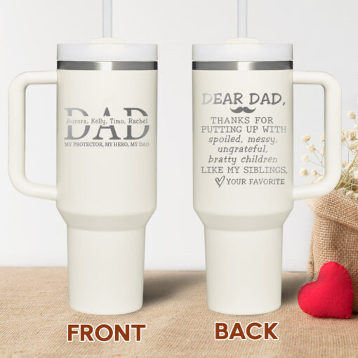 Gingerglowgifts Personalized Gifts For Father's Day, Dad With Kids Name Engraved Tumbler 40oz TPT1804TTH