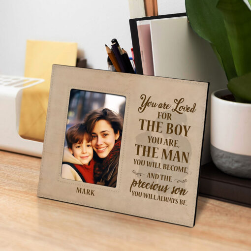 Gingerglowgifts Personalized Gifts For Son, You Are Loved Leather Photo Frame TPT1741TTH