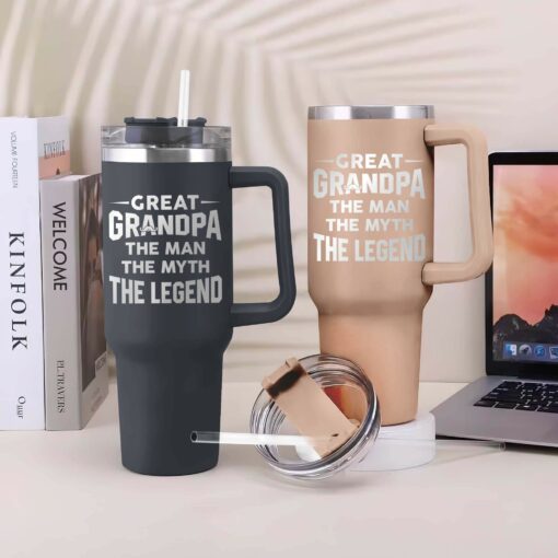 Gingerglowgifts Great Grandpa The Man The Myth The Legend Engraved Tumbler 40oz, Gift For Grandpa, Father's Day Gift MLN2864TNB