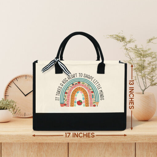 Gingerglowgifts Personalized Teacher Gift, It's Take a Big Heart, Teacher Tote Bag MLN1370TTH