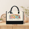 Gingerglowgifts Personalized Floral Teacher Gift, Helping Little Minds Grow, Teacher Tote Bag MLN1489NTH