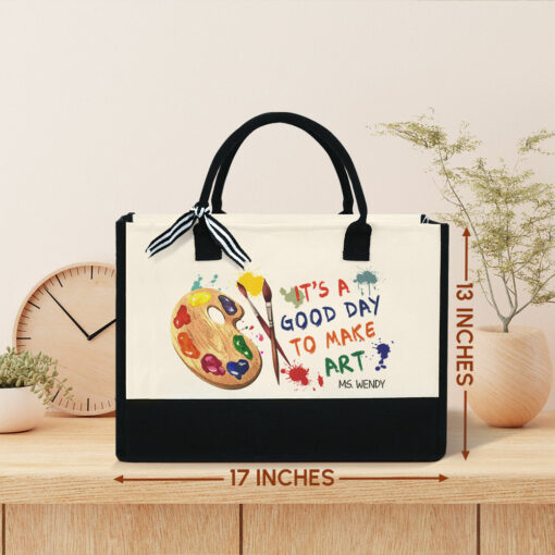 Gingerglowgifts Personalized Art Teacher, It's A Good Day To Make Art, Teacher Tote Bag MLN2114TTH