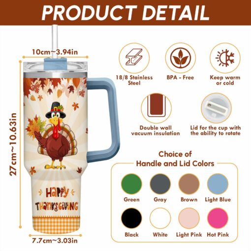 Gingerglowgifts Happy Thanksgiving Turkey Fall Tumbler 40oz TQN2867TTH