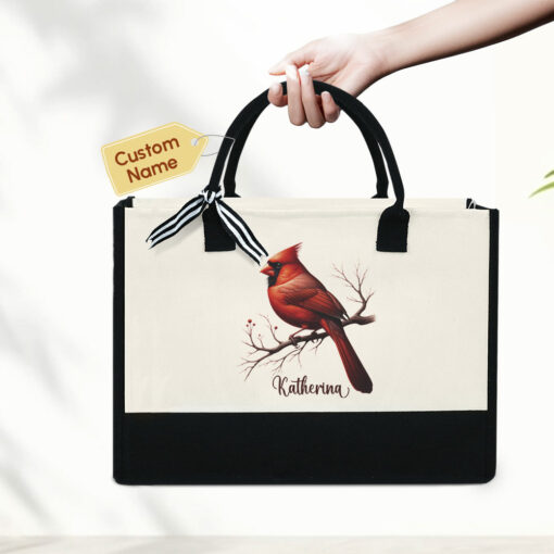 Gingerglowgifts Personalized Gift For Cardinal Lover, Gift For Grandma Nana, Red Cardinal Tote Bag TQN2178TTH