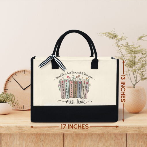 Gingerglowgifts Personalized Gifts For Teacher, Teach Them Love Them Tote Bag TPT1757PS