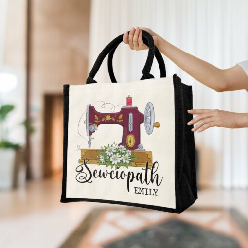 Gingerglowgifts Personalized Sewciopath Tote Bag, Funny Sewing Bag, Gift For Mom Grandma MLN2954TTH