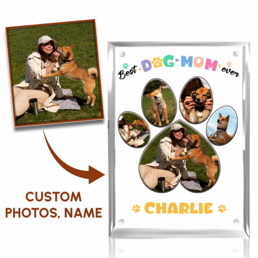 Gingerglowgifts Personalized Gift For Mom, Best Dog Mom Ever Acrylic Magnetic Frame TPT1739PS