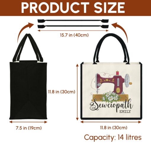 Gingerglowgifts Personalized Sewciopath Tote Bag, Funny Sewing Bag, Gift For Mom Grandma MLN2954TTH