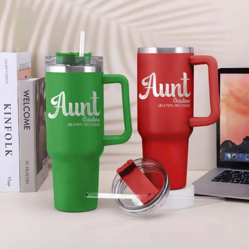 Gingerglowgifts Personalized Aunt Like A Mom, Only Cooler Engraved Tumbler 40oz TPT1496TNB