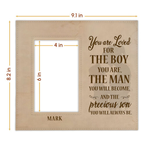 Gingerglowgifts Personalized Gifts For Son, You Are Loved Leather Photo Frame TPT1741TTH