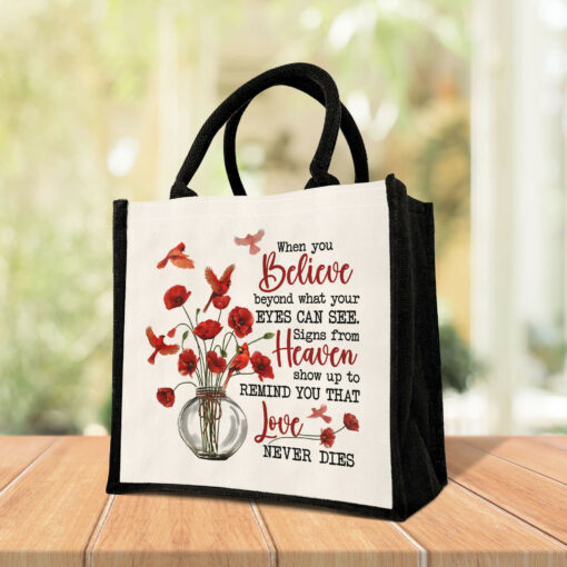 Gingerglowgifts Cardinal Love Never Dies Tote Bag MLN2971TNB