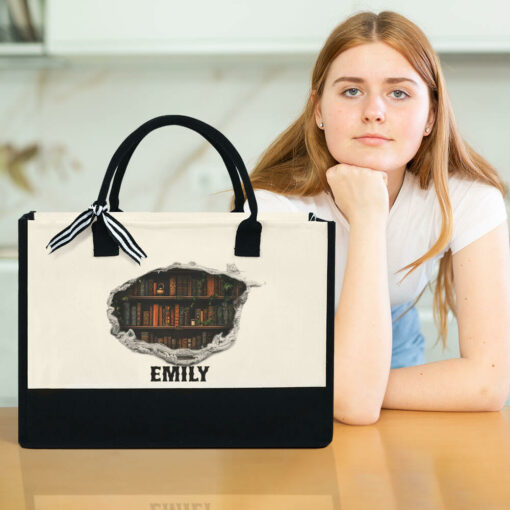 Gingerglowgifts Personalized Reading Books Tote Bag TPT1684TNB