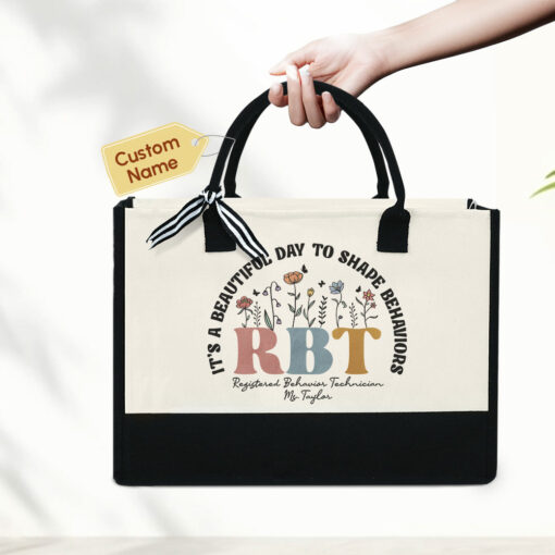 Gingerglowgifts Personalized RBT Gift, It's A Beautiful Day, Registered Behavior Technician, RBT Tote Bag MLN2270TNB