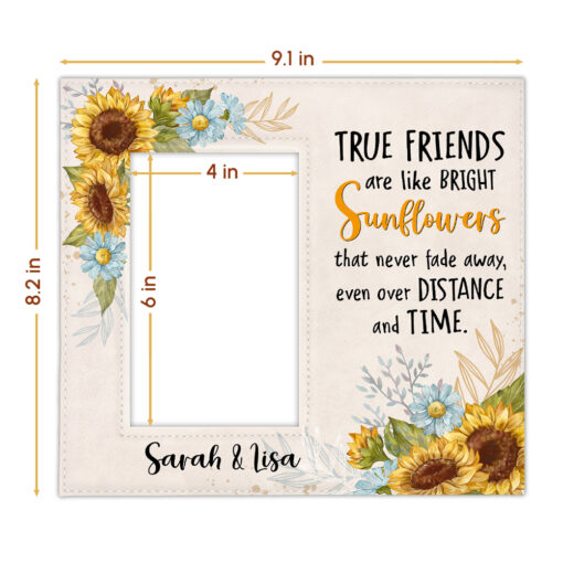 Gingerglowgifts Personalized Gifts For Friend, Sunflower Leather Photo Frame TPT1744NTH