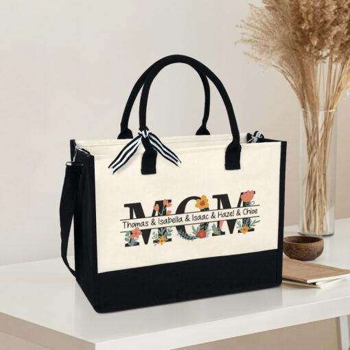 Gingerglowgifts Personalized Mother's Day Gifts, Mom Sign With Kid's Names Tote Bag TPT1797NTH