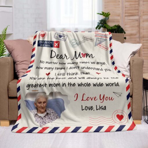 Gingerglowgifts Personalized Gift For Mom, Mothers Day Gift, Dear Mom Fleece Blanket TPT1720TTH