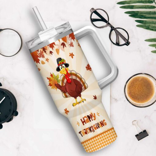 Gingerglowgifts Happy Thanksgiving Turkey Fall Tumbler 40oz TQN2867TTH