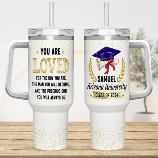 Gingerglowgifts Personalized Graduation Gift for Him 2024, University, College, High School Class Of 2024 Tumbler 40oz TQN2890NTH